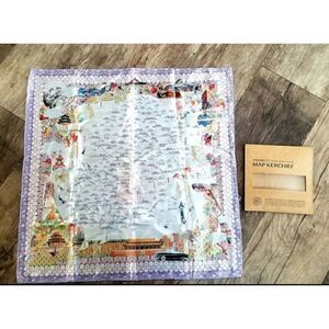 Rare Viesca Map Kerchief Scarf Beijing China Purple Edge